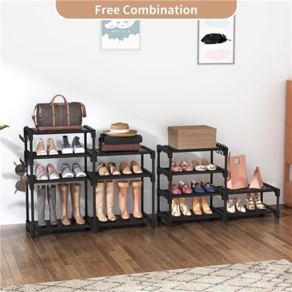 Tall Shoe Rack 8 Tier Metal Shelf Holds 32 Pairs Boots Entryway Organizer - Picture 6 of 7